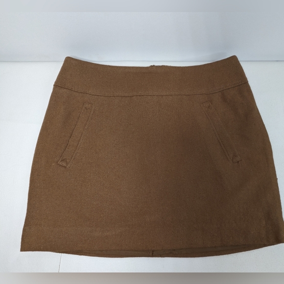 H & M Wool Mini Skirt women's brown lined quarter zip size Small K-1 - Picture 9 of 15